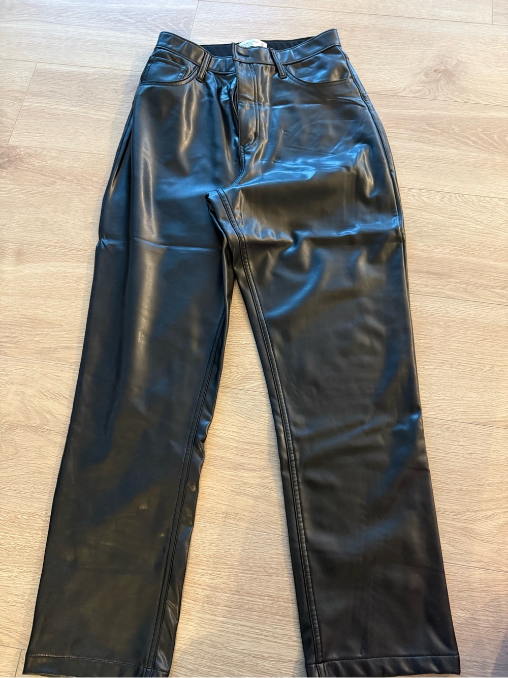Abercrombie & Fitch Black Straight-Leg Faux Leather Pants
